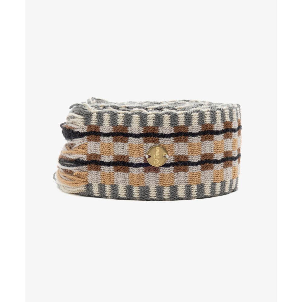 Belt with fringes - BROWN & GREY