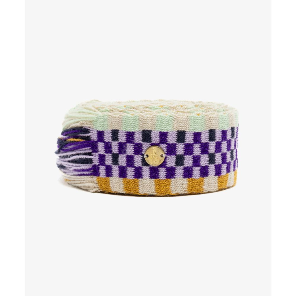 Belt with fringes - PURPLE & WHITE