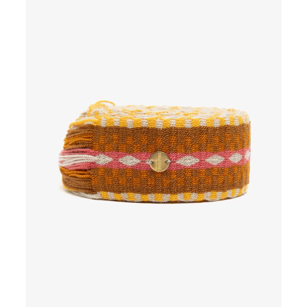 Belt with fringes - BROWN & YELLOW