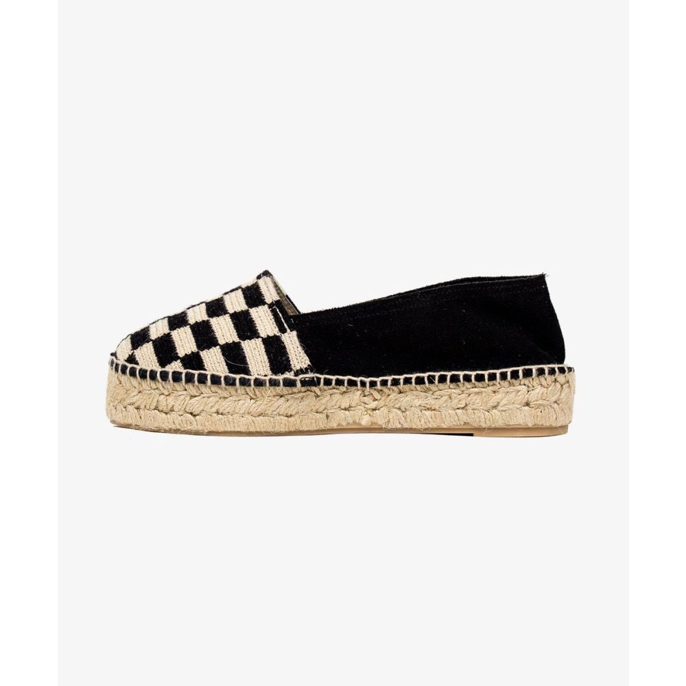 WOMEN'S ESPADRILLE - CHESS - BLACK & BEIGE