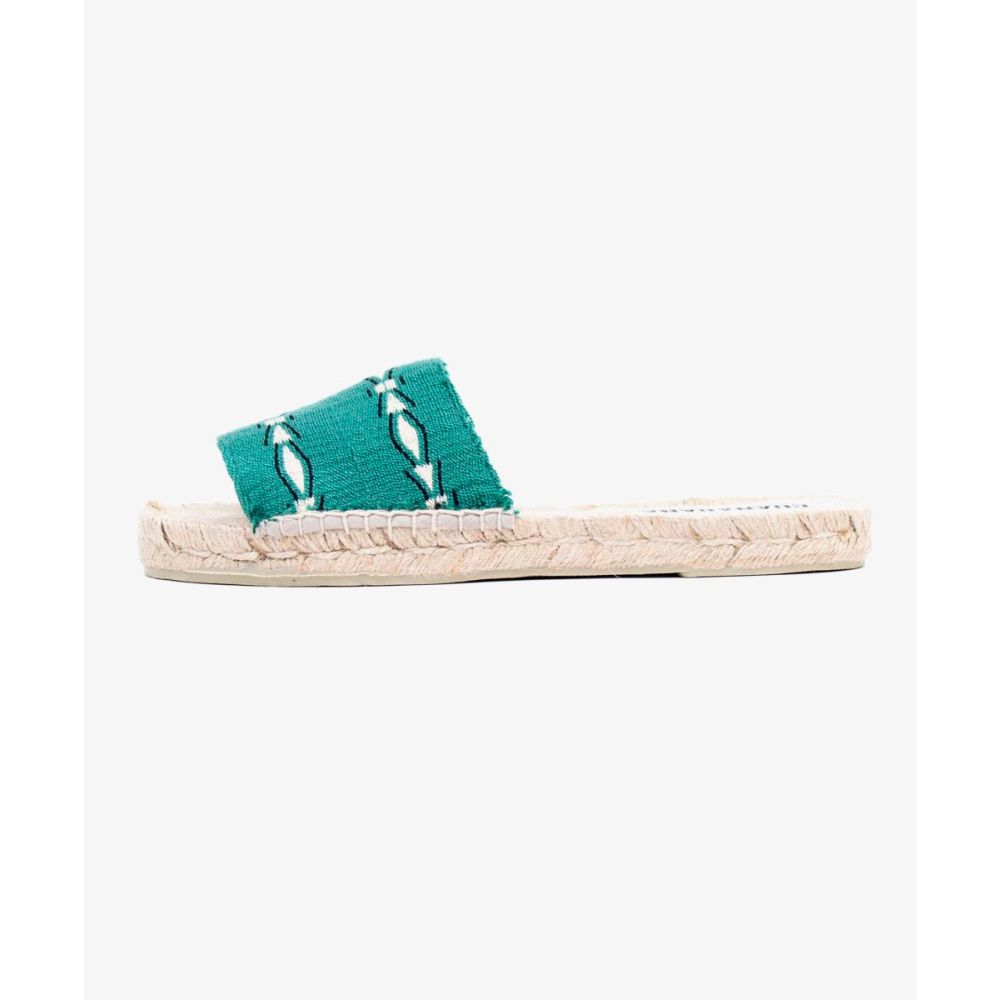 MULE ESPADRILLE - ANNISTON - GREEN & BEIGE