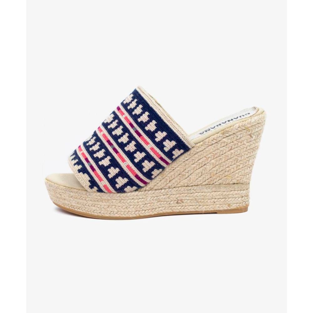 MULE ESPADRILLE WITH HEEL - ETNA - NAVY & PINK