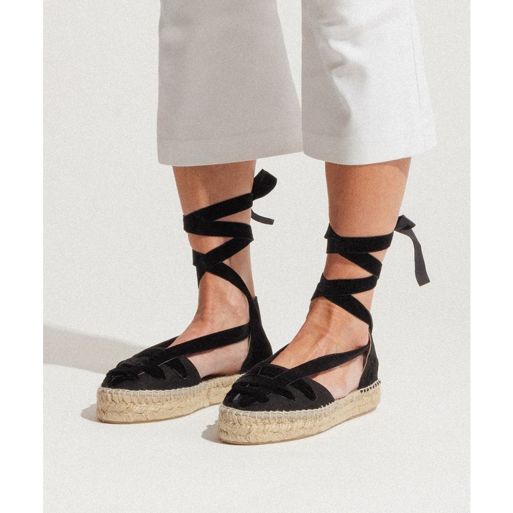 VELVET STRAP VALENCIANAS - BLACK