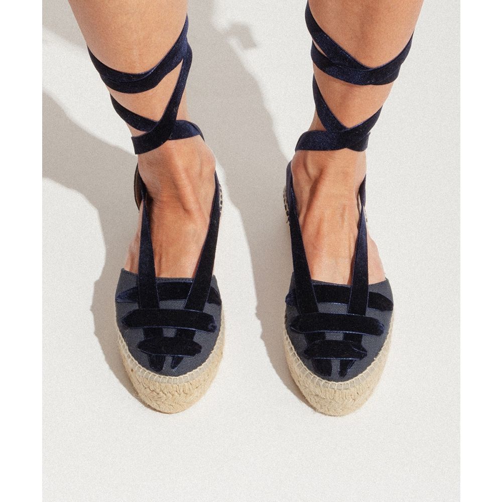 VELVET STRAP VALENCIANAS - NAVY BLUE