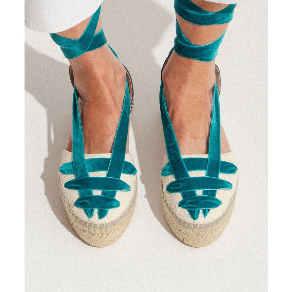 VELVET STRAP VALENCIANAS - TURQUOISE