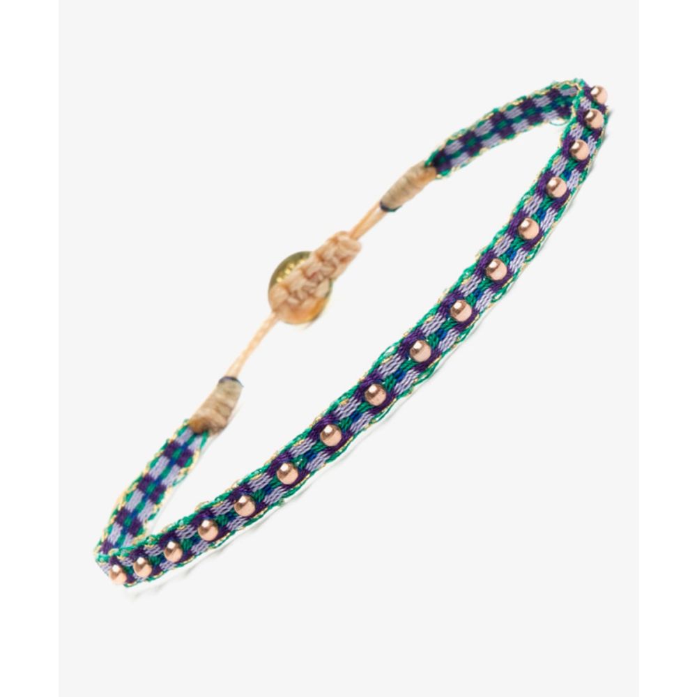 Bracelet Fontana 40 G - PURPLE AND GREEN WITH GOLD PLATED BEADS