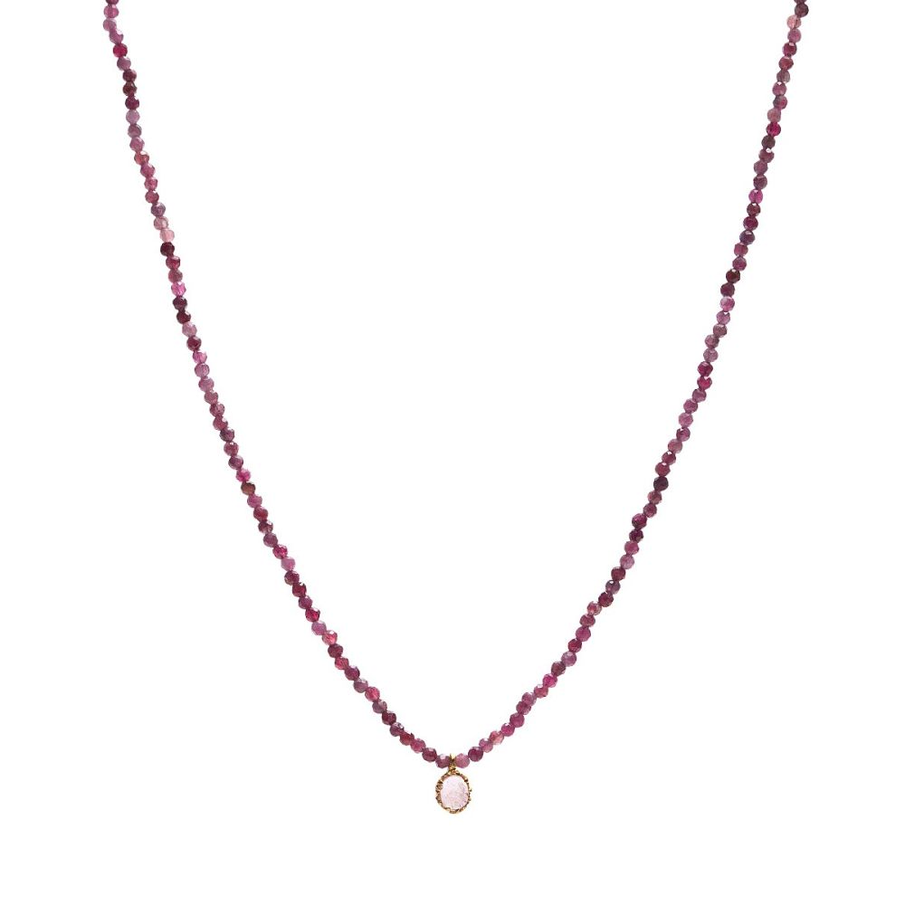 Elvira necklace - Pink Quartz with semi precious stone pendant