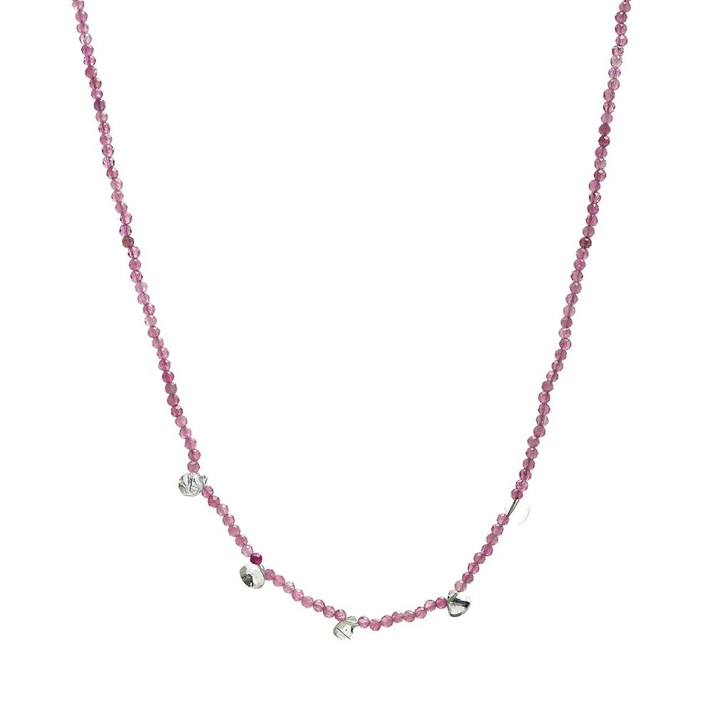 Martha necklace - Fuchsia tourmaline with 5 semi precious stones drops