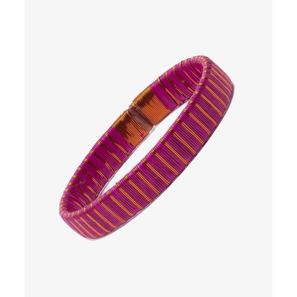 Pulsera Werregue, 1 cm - FUCSIA & MULTI RAYAS COBRE