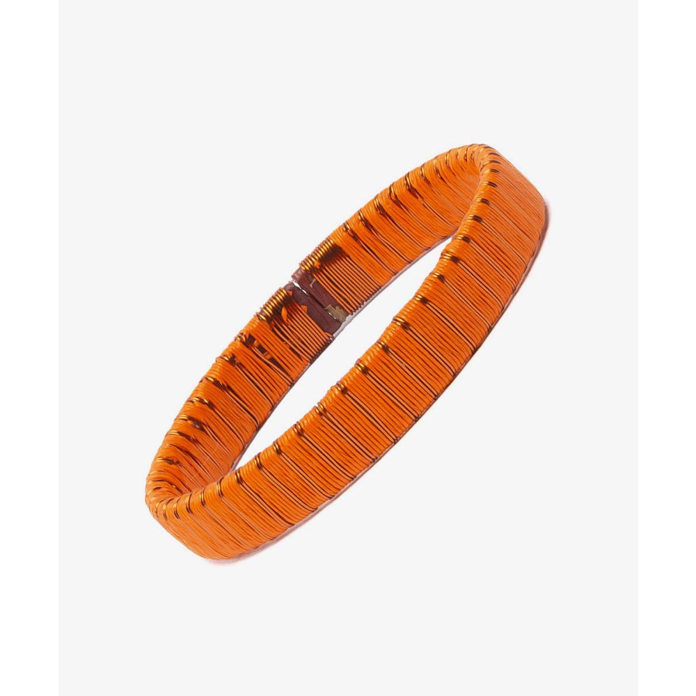 Werregue Color Bracelet, 1 cm - ORANGE & METALIC BROWN MULTI STRIPES