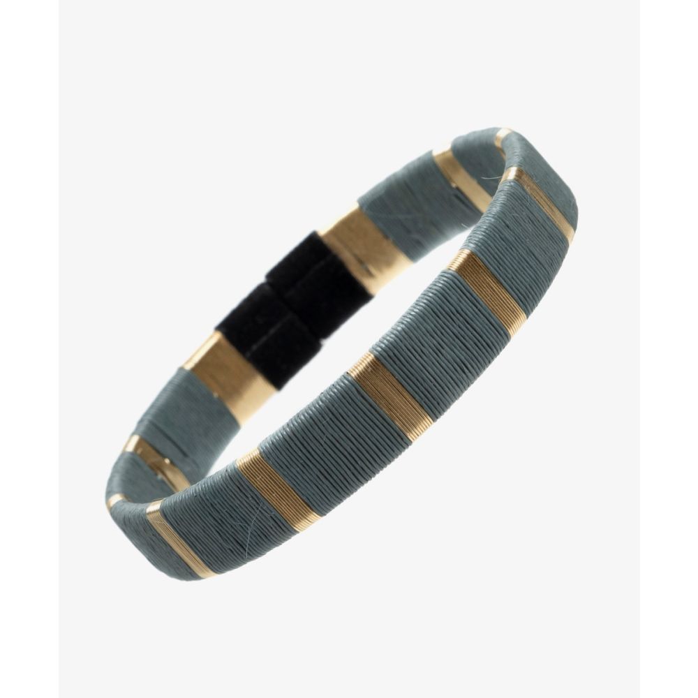 Werregue Color Bracelet, 1 cm - GREY & GOLDEN STRIPES