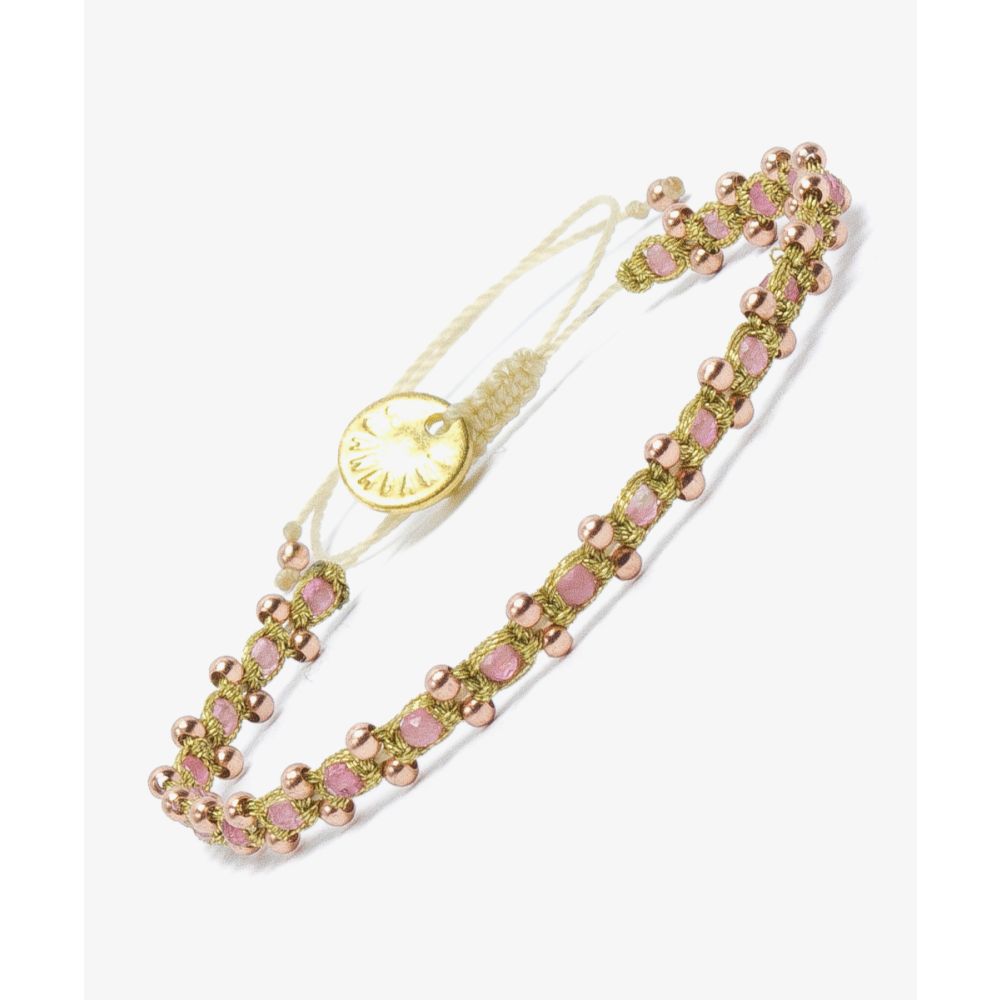 TULIP bracelet - PEACH MOONSTONE WITH GOLD PLATED BEADS