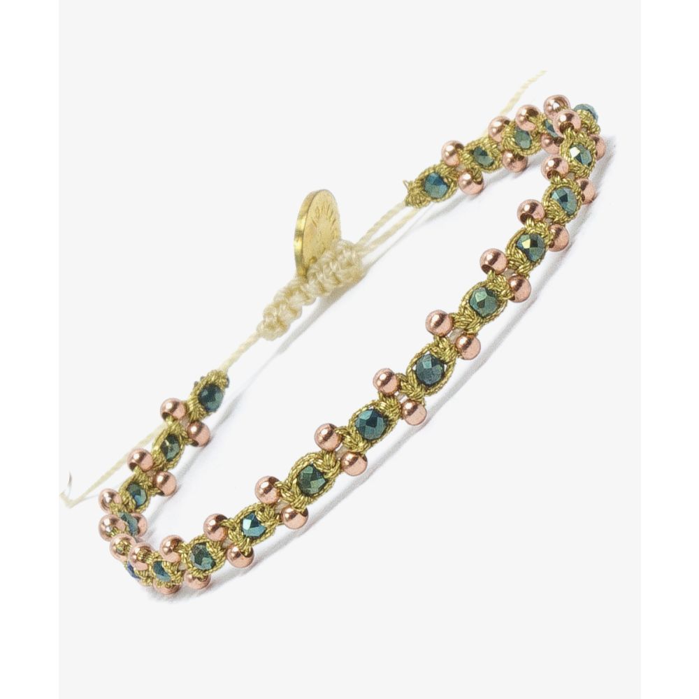 TULIP bracelet - GOLD PLATED BEADS AND GREEN PYRITE