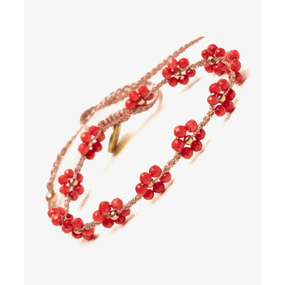 BEADED FLOWER BRACELET - Carmelian stone