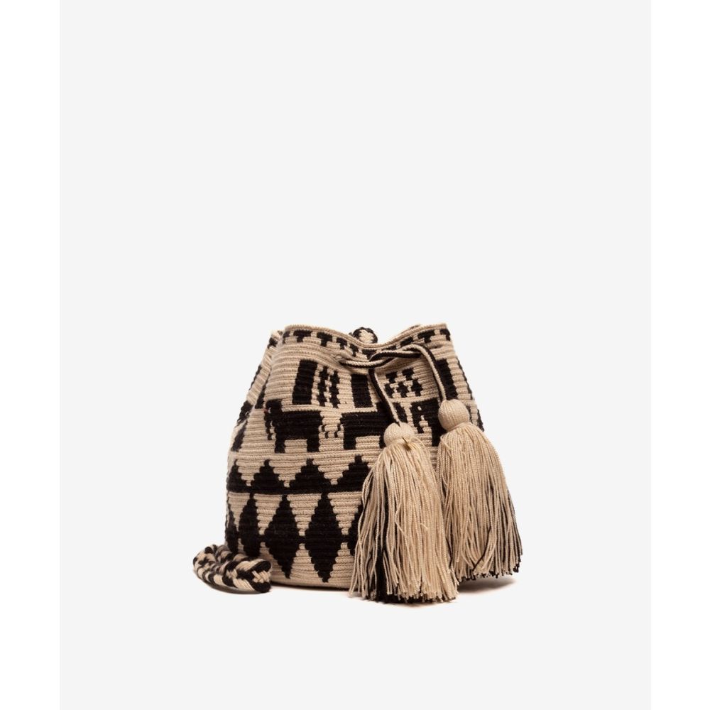 Crossbody Bag M - HAWK - BLACK & BEIGE