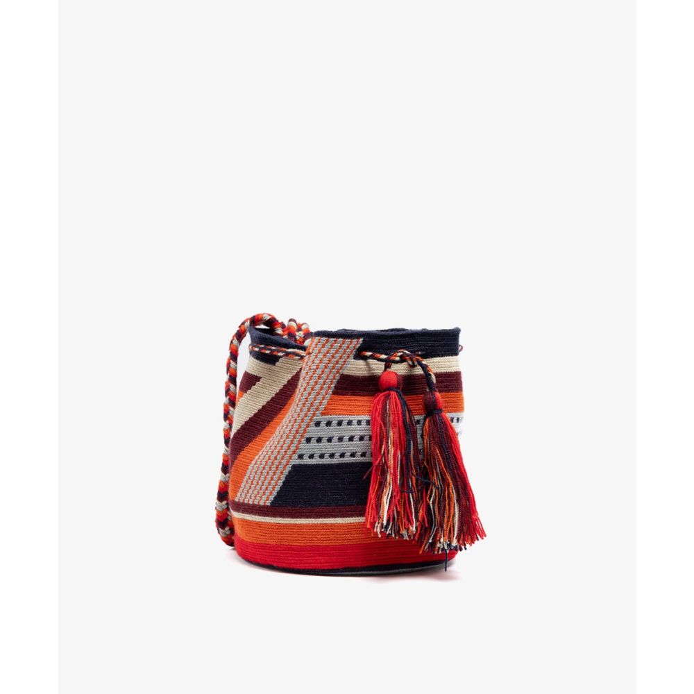 Crossbody Bag M - AMARANTH - NAVY BLUE & ORANGE