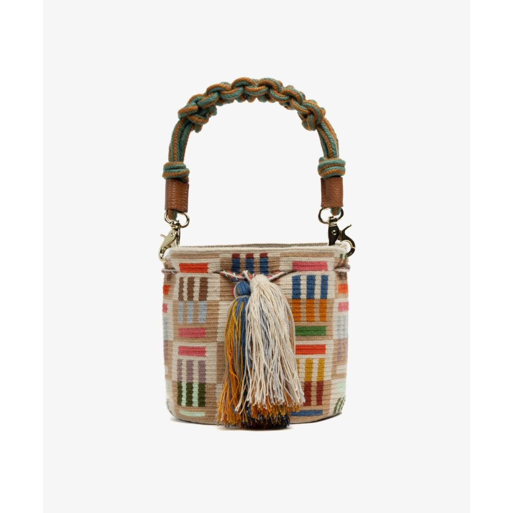 Crossbody Bag M with short macrame handle - WOLF - TOAST & GREY 