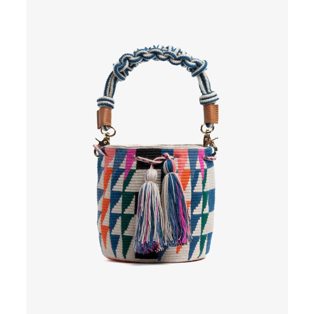 Crossbody Bag M with macrame handle - CLEMENCE - MULTICOLOR