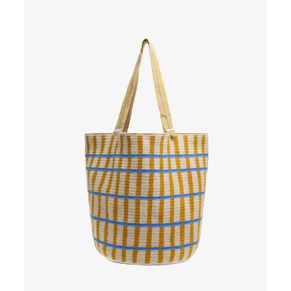 Bolso Tote - PEACOCK- MOSTAZA Y AZUL