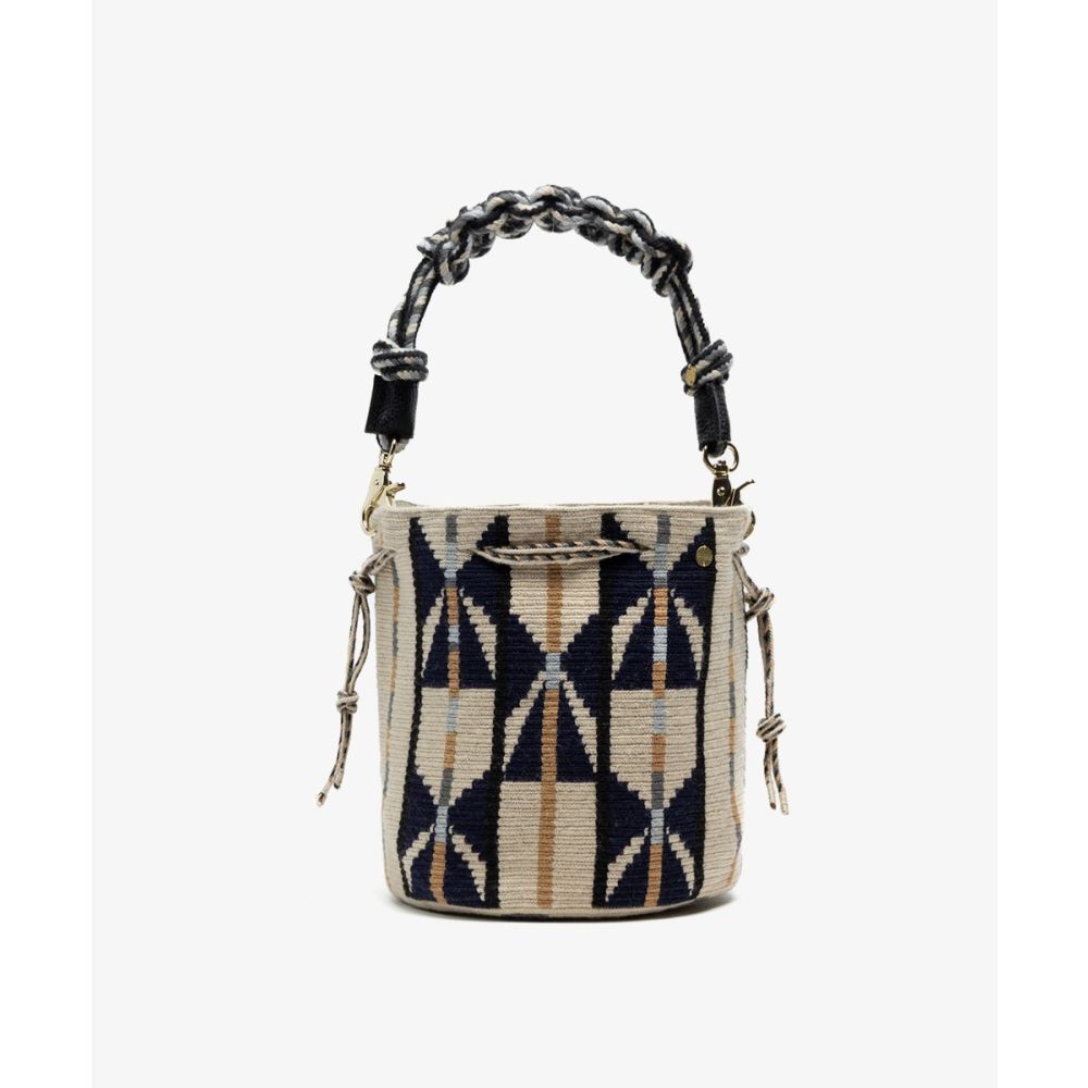 MITRA bag W/ MACRAME STRAP -  CIRCINUS - BEIGE & LIGHT GREY