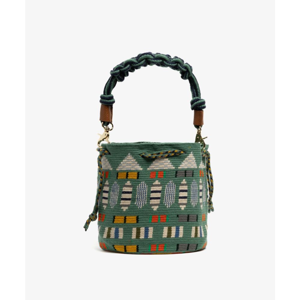 MITRA bag W/ MACRAME STRAP - ARIES - JADE & NAVY