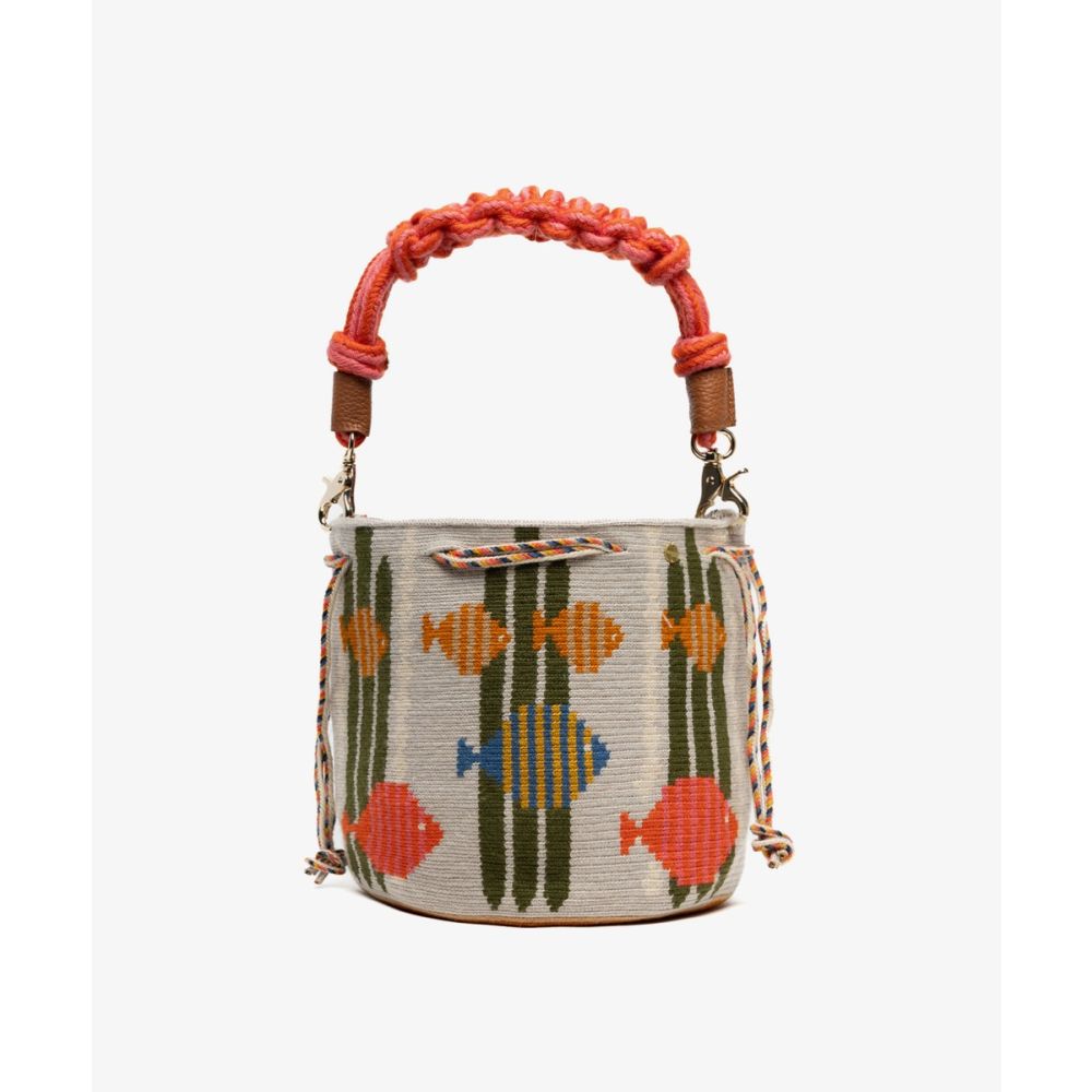 MITRA bag W/ MACRAME STRAP - CEPHEUS - BEIGE & GREEN