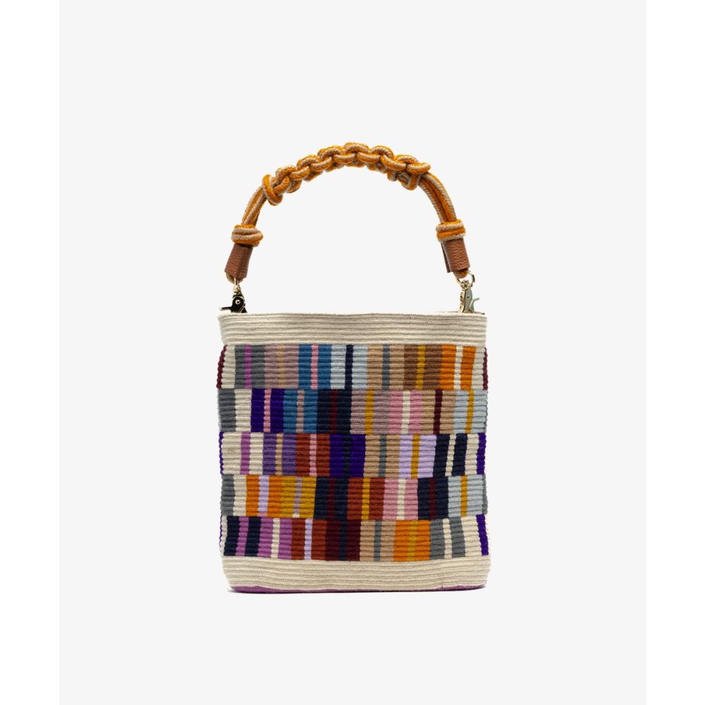 CRETA BAG WITH MACRAME STRAP - OCTANT - PURPLE & BEIGE