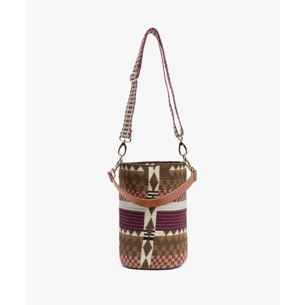 CRETA BAG WITH LEATHER AND ADJUSTABLE STRAP- BROWN