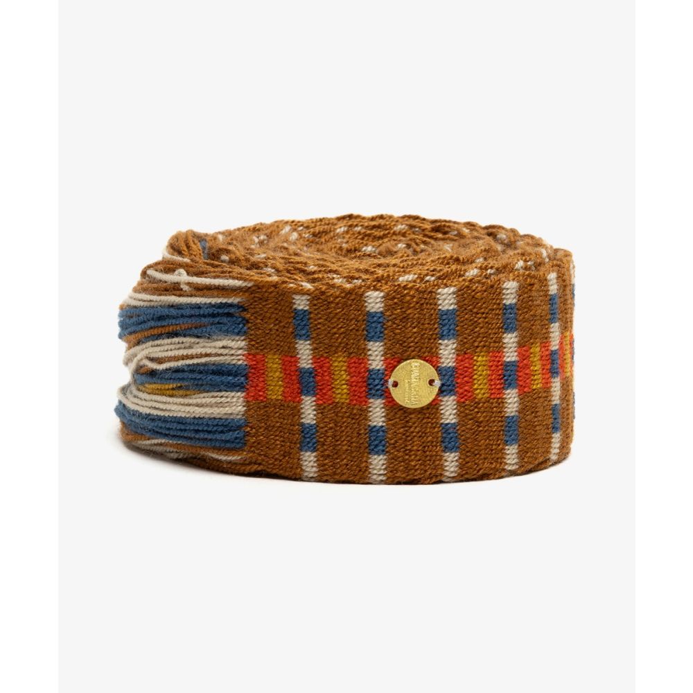 Belt with fringes - BROWN AND BLUE