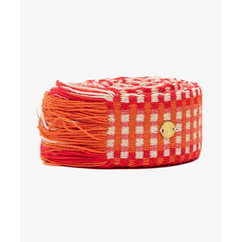 Belt with fringes - WHITE AND CORAL