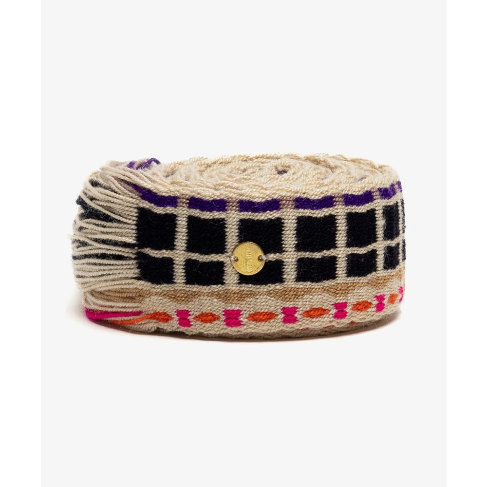 Belt with fringes - BEIGE & BLACK