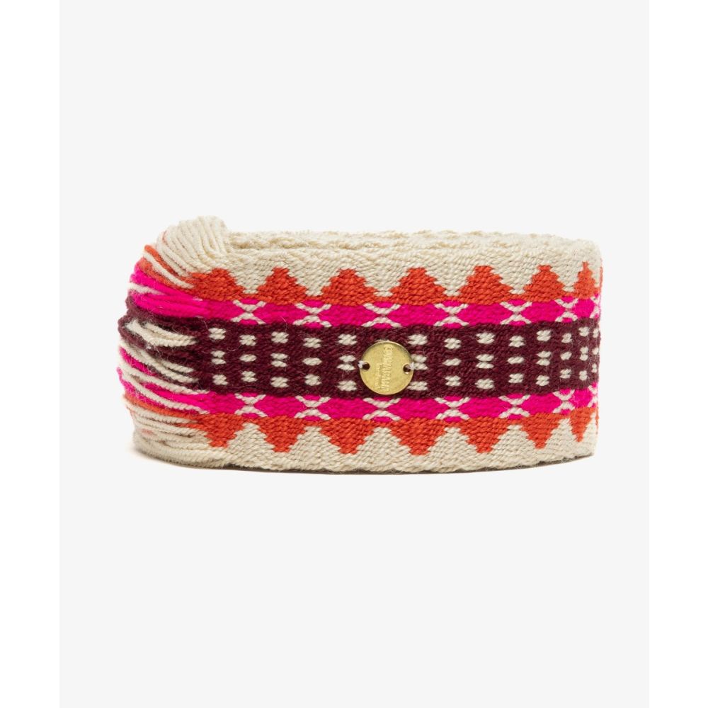 Belt with fringes - FUCHSIA & WHITE 