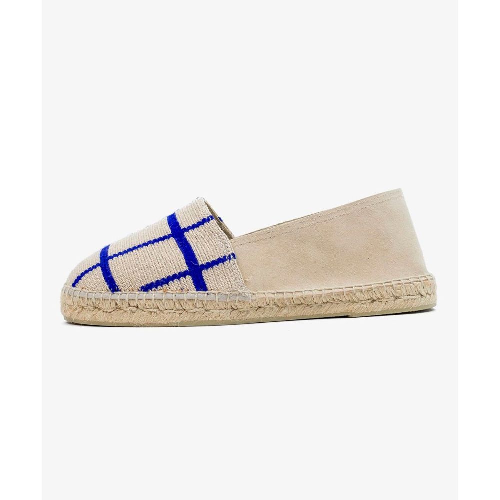 MEN'S ESPADRILLE - SQUARE - BEIGE & BLUE
