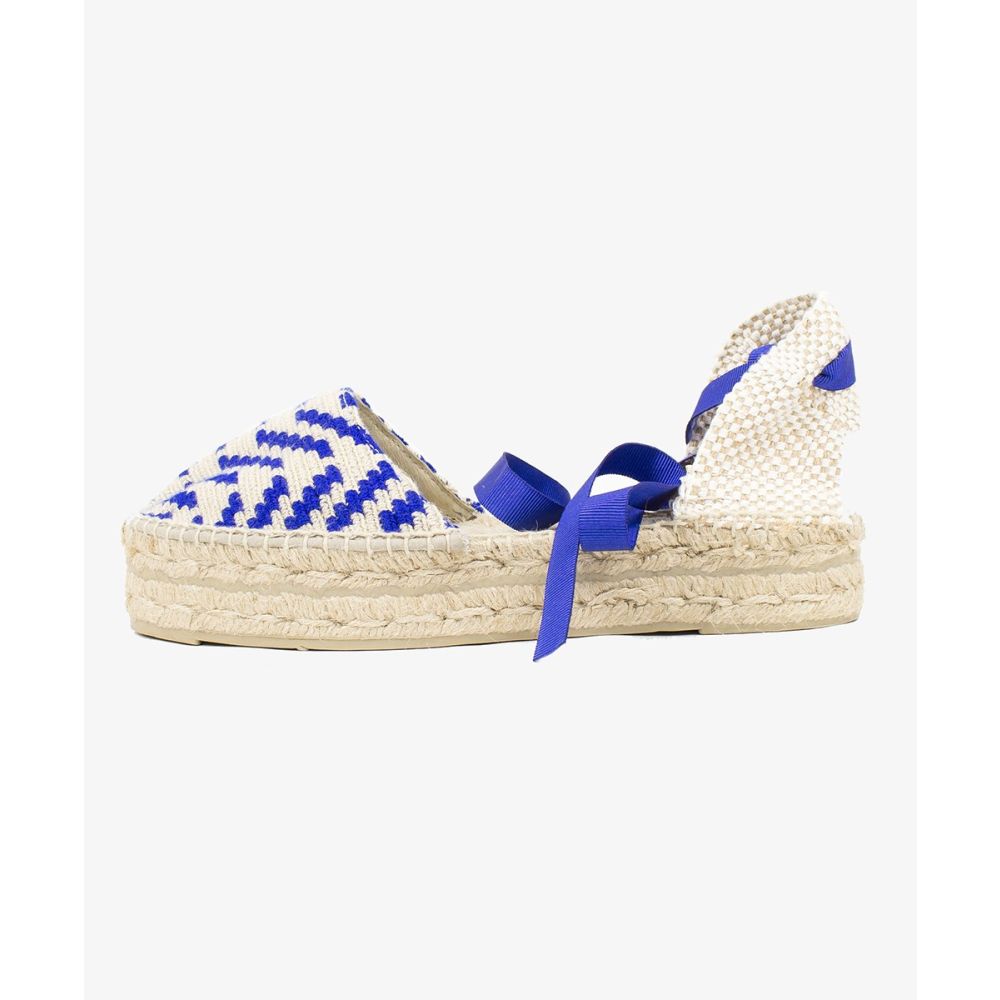 Espadrille with ribbon - EBI - Blue & Beige