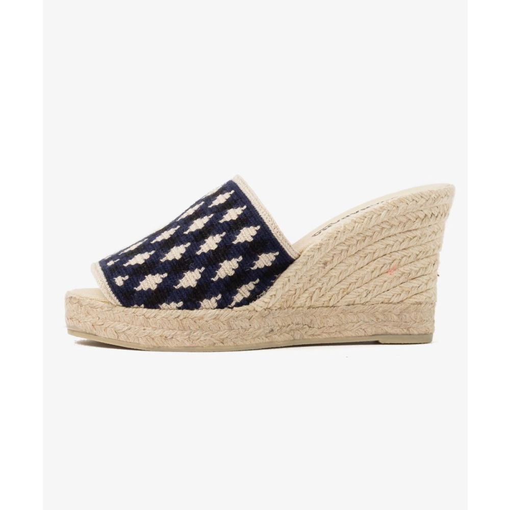 MULE ESPADRILLE WITH HEEL - AVOCA - NAVY & BEIGE