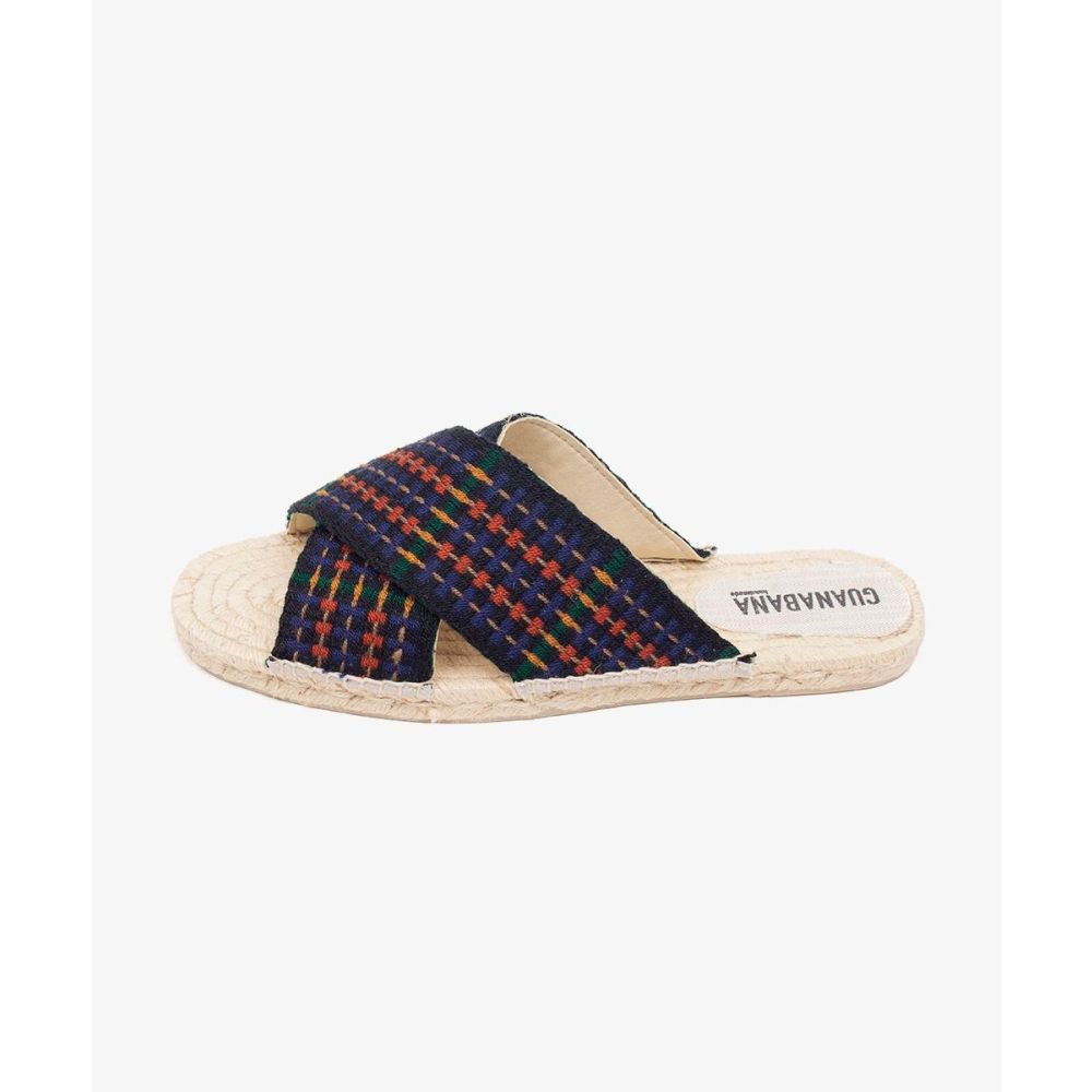 ESPADRILLE WITH CROSSED BAND - NAVY & ORANGE