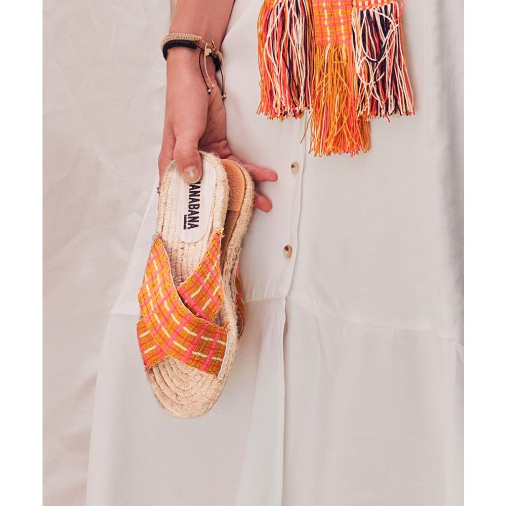 ESPADRILLE WITH CROSSED BAND - BERKELEY - MUSTARD & PINK