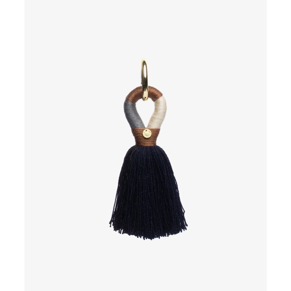KEYRING POMPOM - BLACK & BROWN