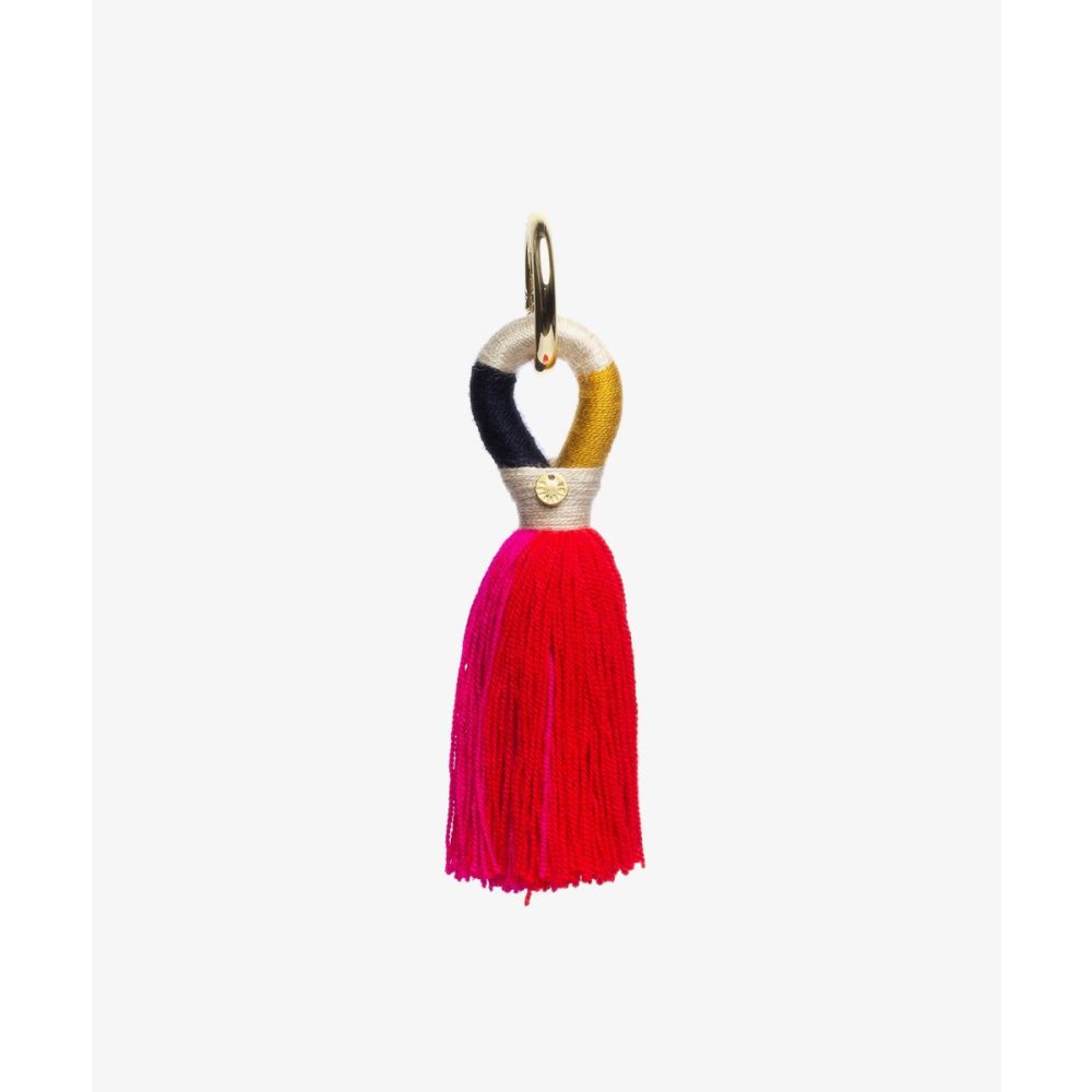 KEYRING POMPOM - FUCHSIA & RED