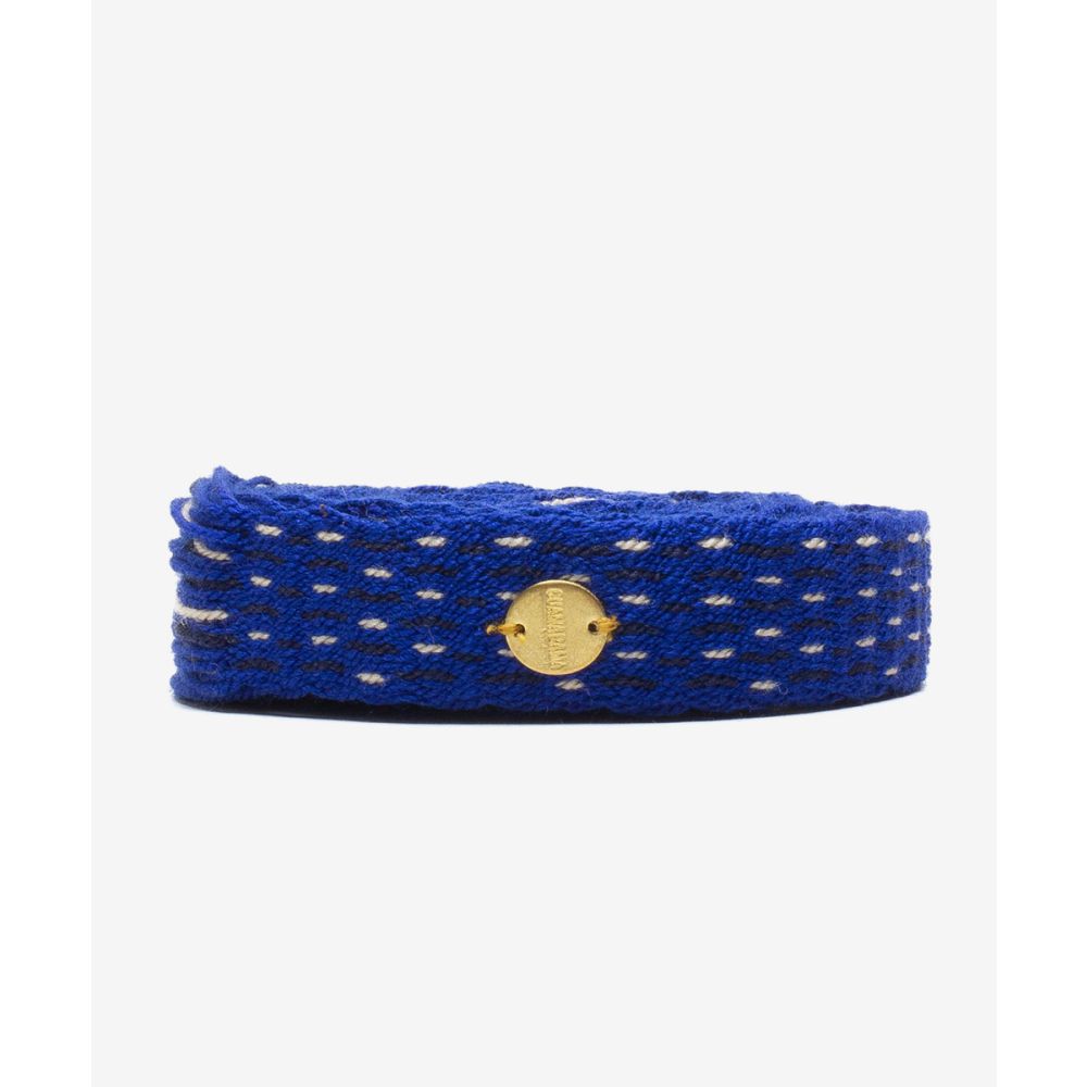 Thin belt with fringes - NAVY BLUE AND WHITE
