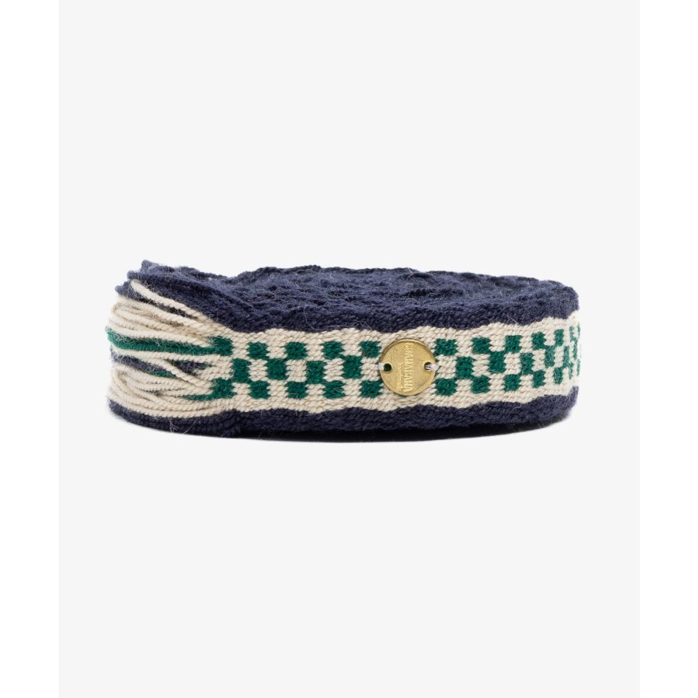Thin belt with fringes - NAVY BLUE AND WHITE