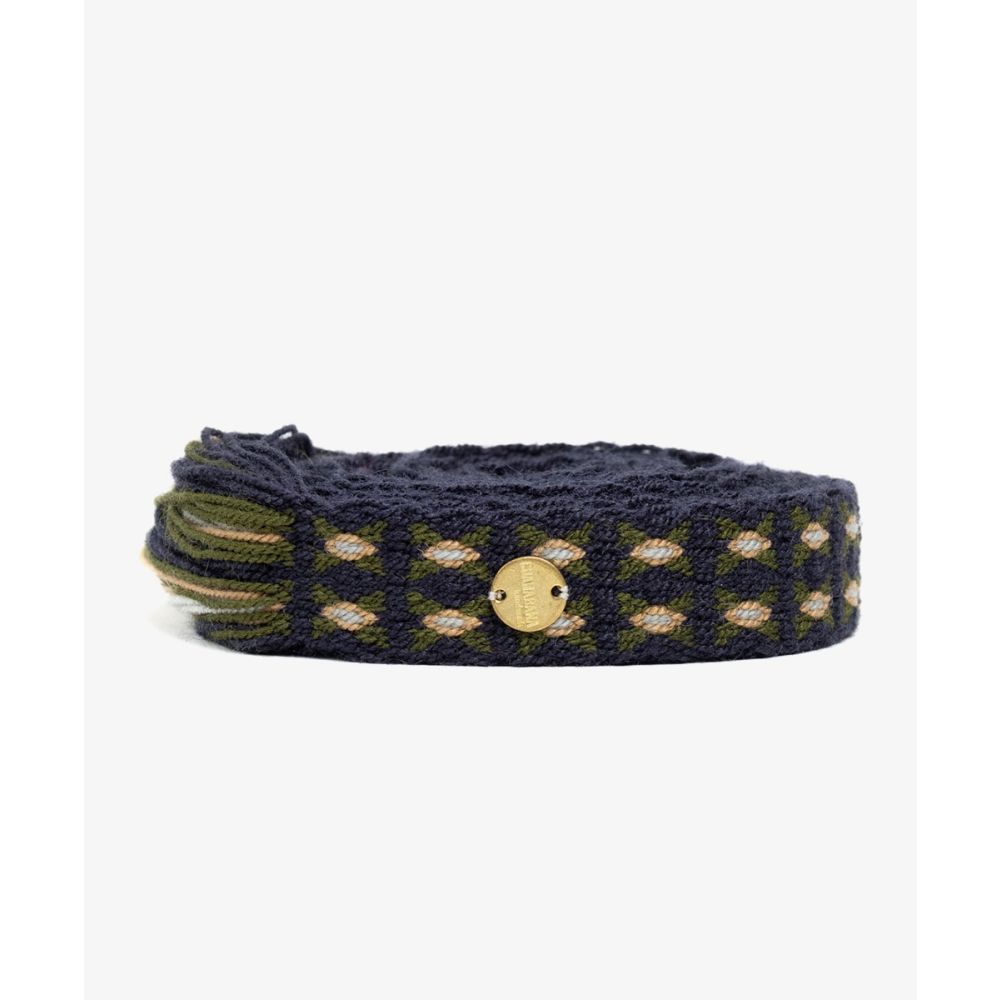 Thin belt with fringes - NAVY BLUE AND GREEN