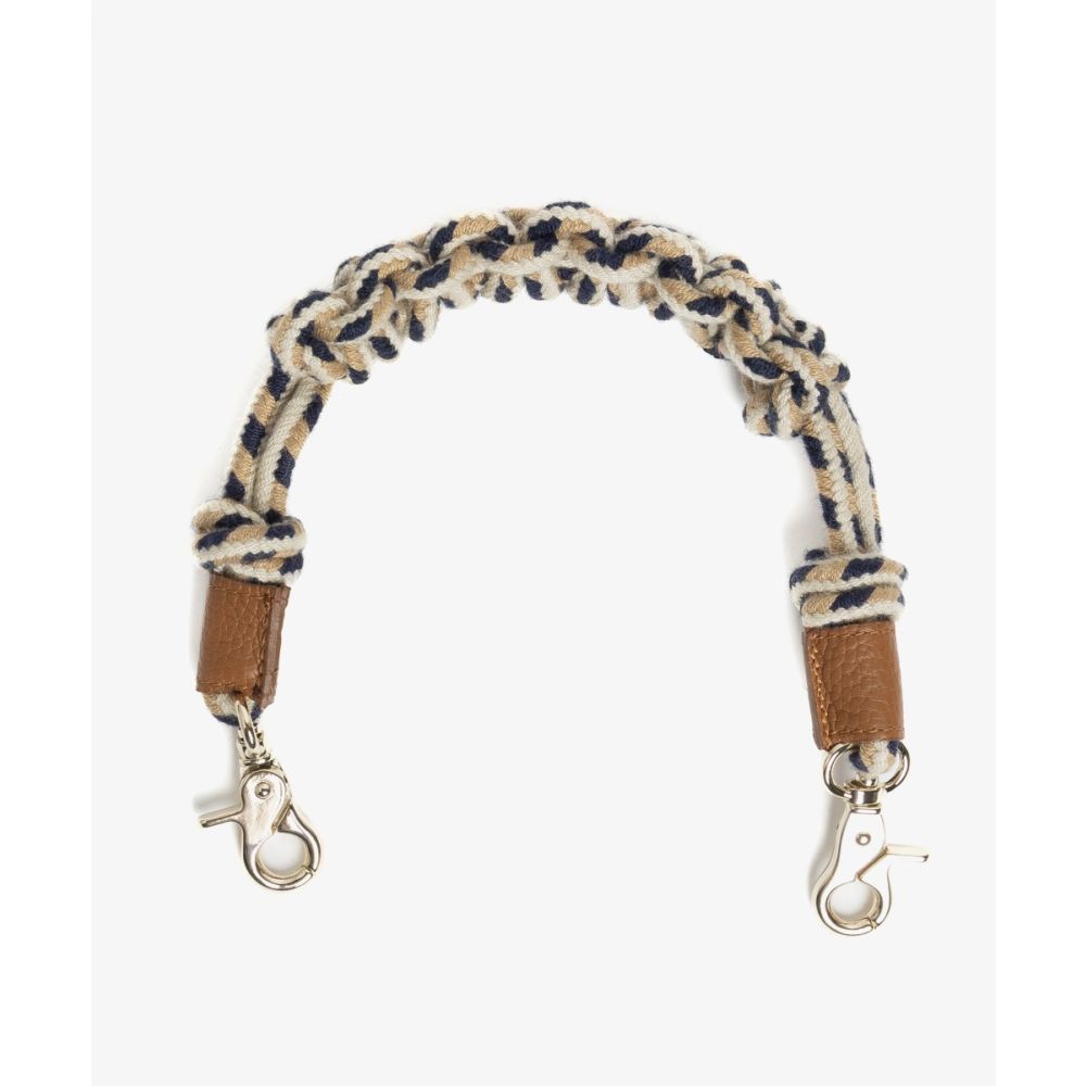 Cord shoulder strap - MACRAME - BEIGE & NAVY BLUE