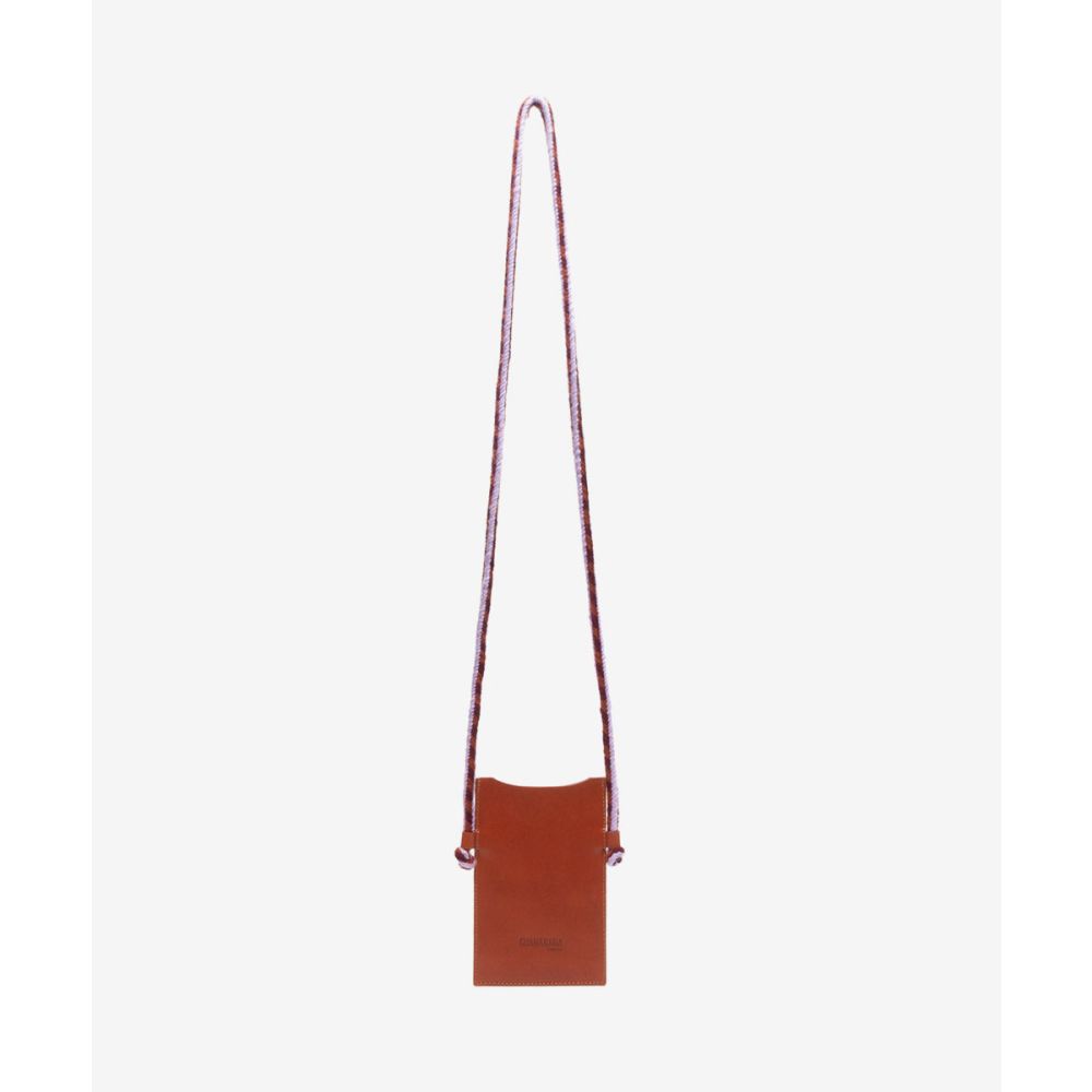 LEATHER PHONE POUCH - BROWN