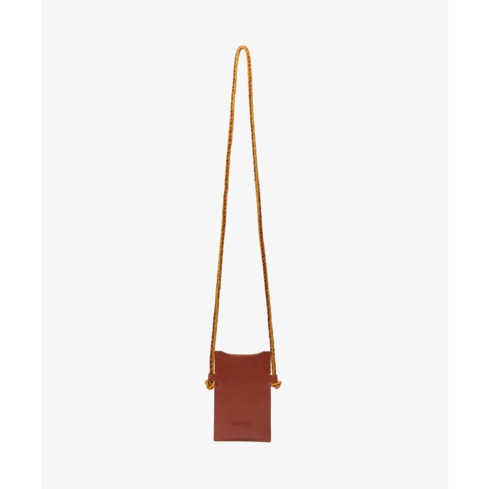 LEATHER PHONE POUCH - BROWN