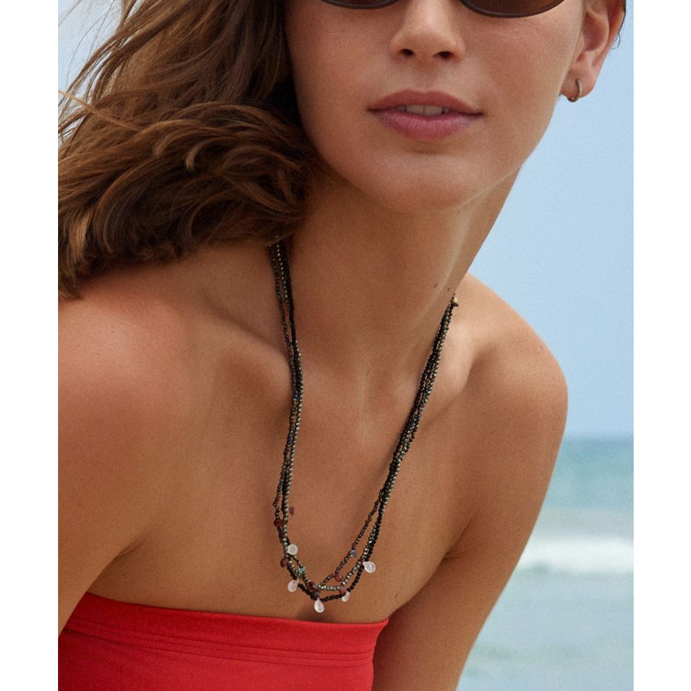 Martha necklace - BLACK SPINEL with 5 semi precious stones drops