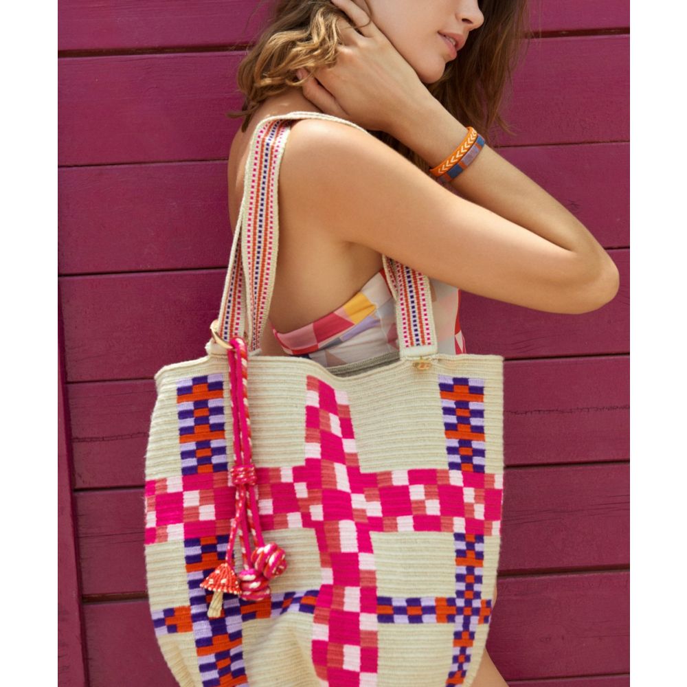 CALA BAG - DELPHINIUS - BEIGE & FUCHSIA