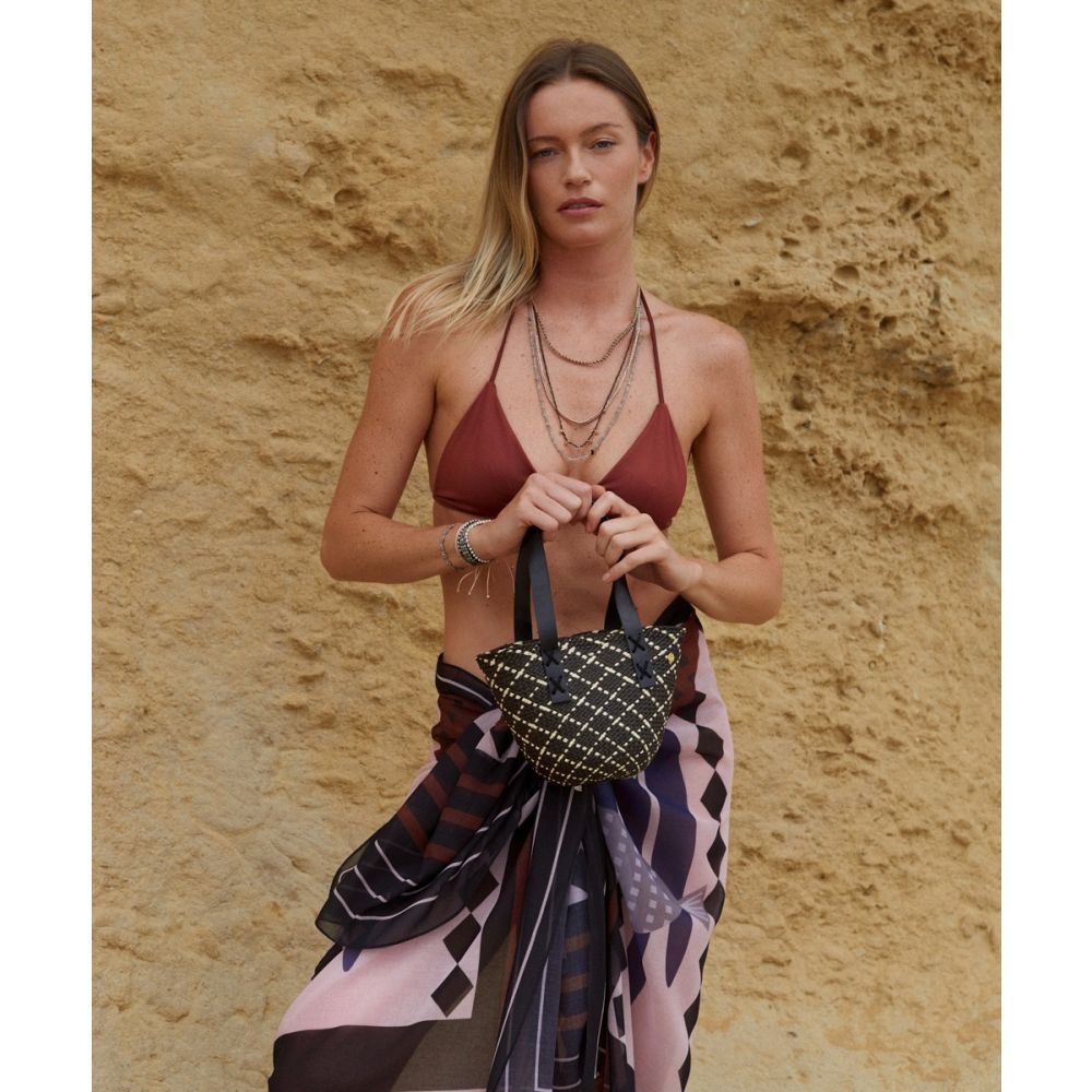 XXS Canasto Bag with leather straps- BLACK & WHITE