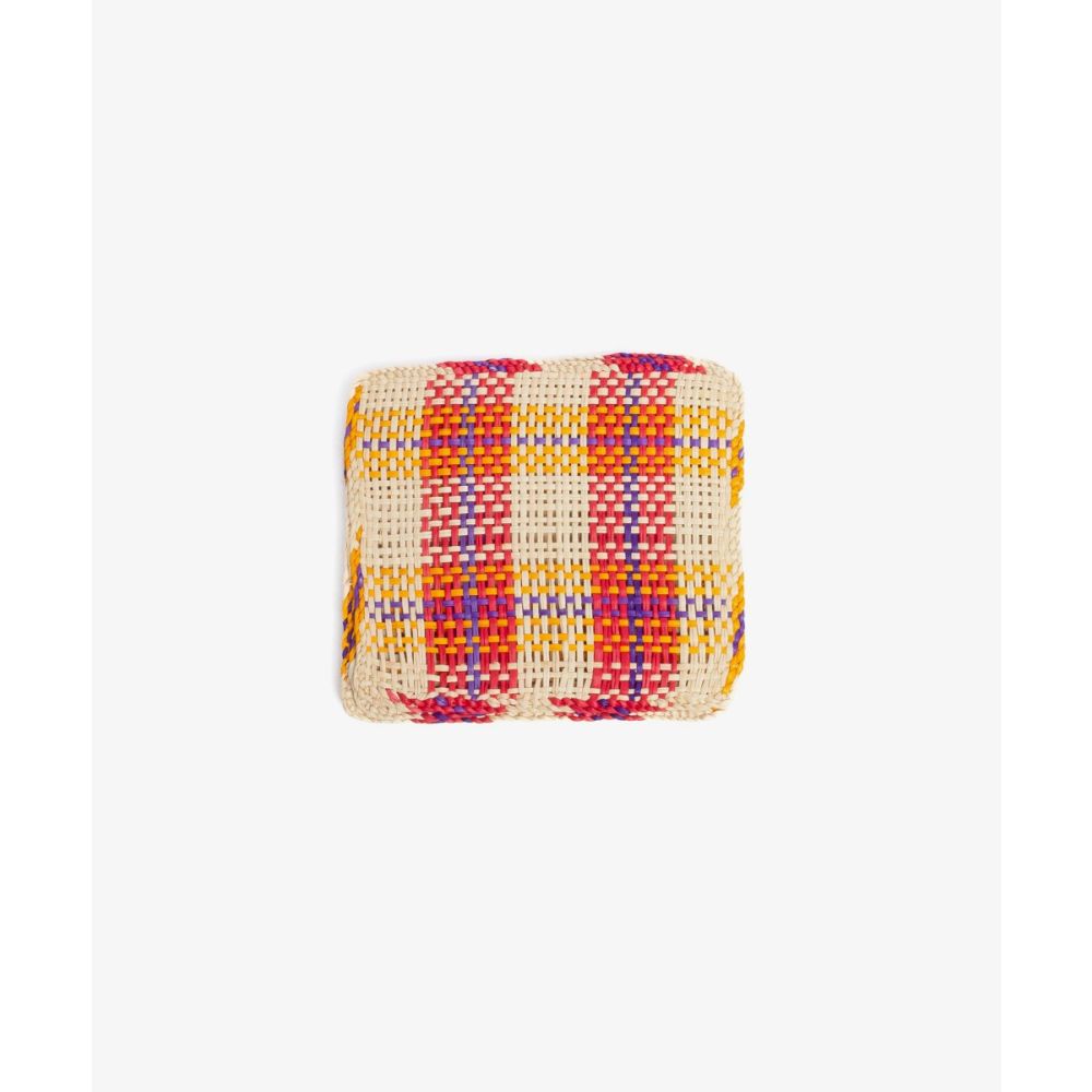 Iraca Squared Coaster- SET OF 6 -mustard, purple & red