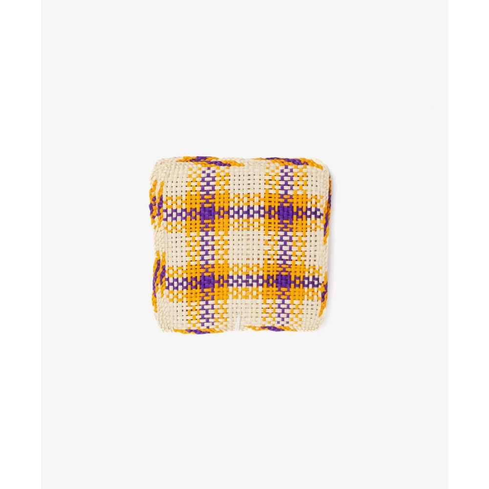 Iraca Squared Coaster- SET OF 6- mustard & purple